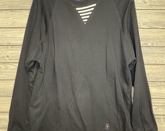 Felpa vintage Tommy Hilfiger taglia S nera in cotone con scollo rotondo e logo toppa anni '90