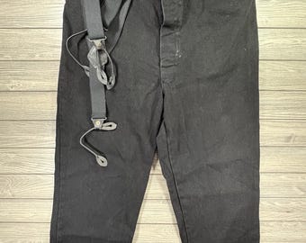 Wah Maker Frontier Clothing Pants Mens 36 Black Suspender Buttons Cinch Back VTG