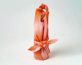 Op Art Design Reusable Cotton Furoshiki Wrap / Persimmon
