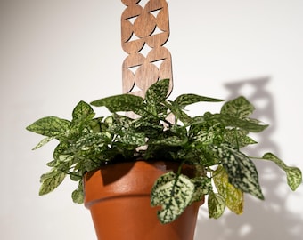 Soporte para plantas con motivo circular inspirado en el estilo Mid-Century Modern – Acrílico color nogal o negro / Fabricado por JA Studio