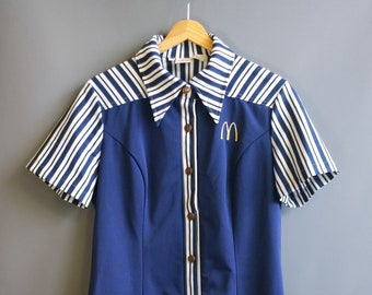 1970s mcdonald's dress, stan herman uniform design, large plus size