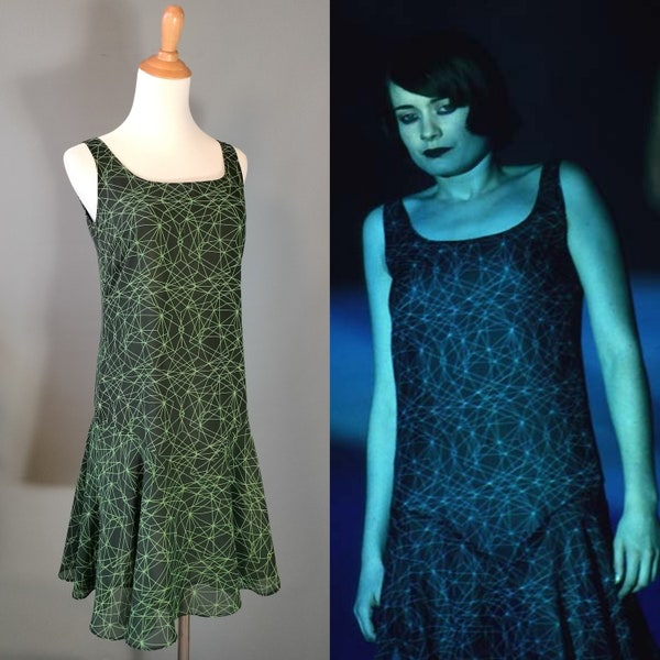 1997 Katharine Hamnett computer print silk dress, black and green, small size