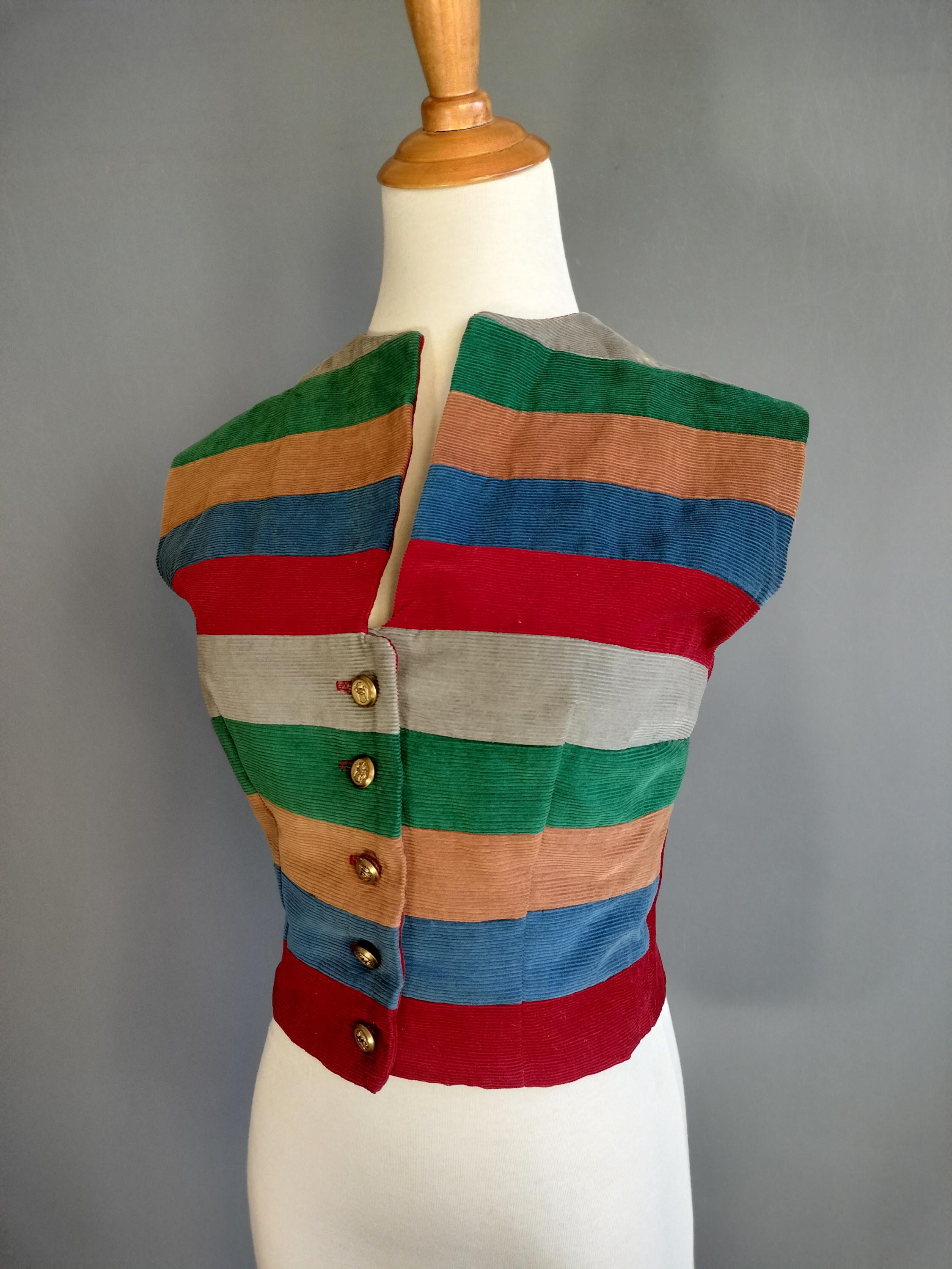 1940s Corduroy Colorblock Vest, Weskit or Vestee, Koret of