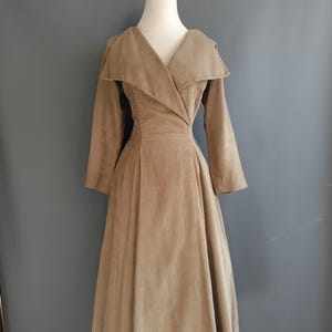 1940s Claire McCardell dress, toast tan corduroy, medium size