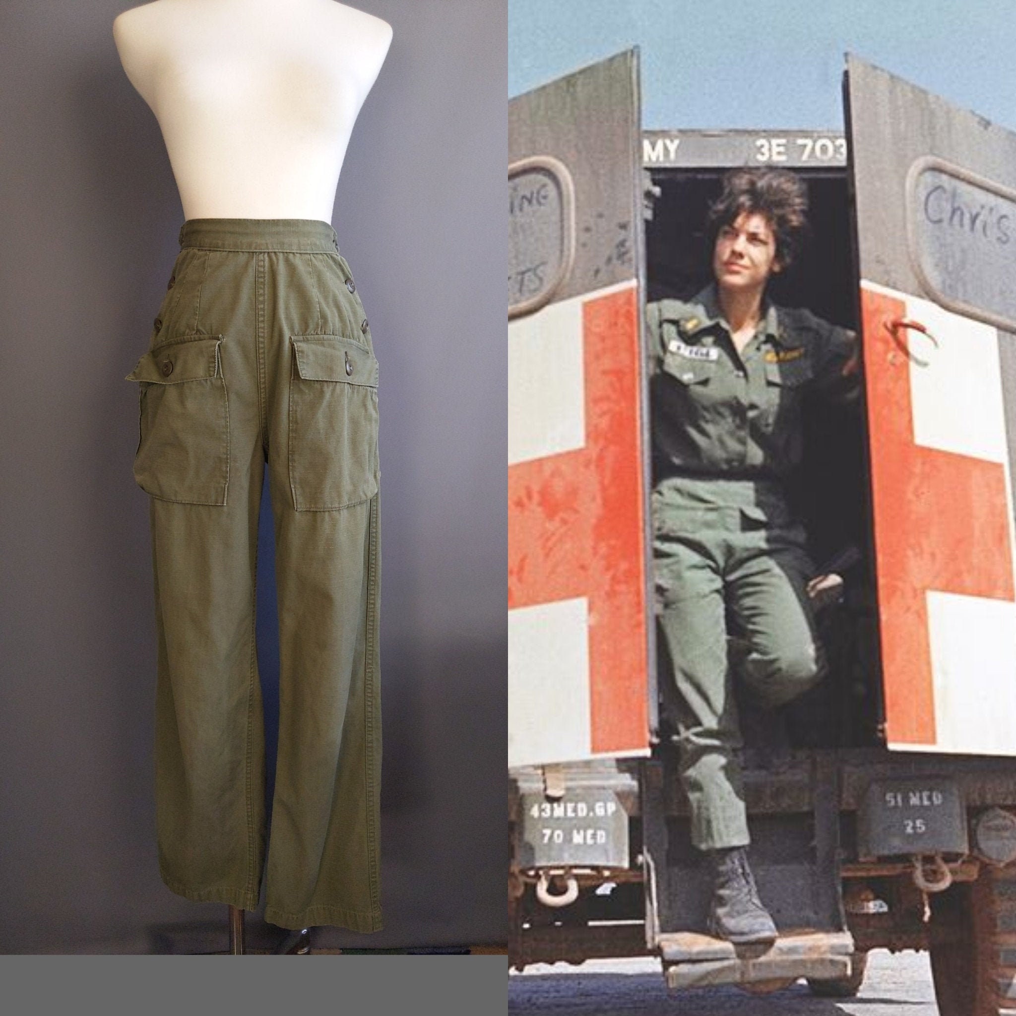 Army Nurse Pants 1970s Vietnam War OG 