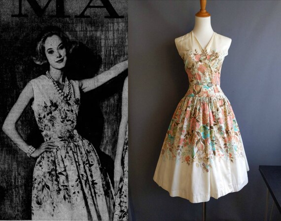 1950s border print wrap sundress with pockets, 196