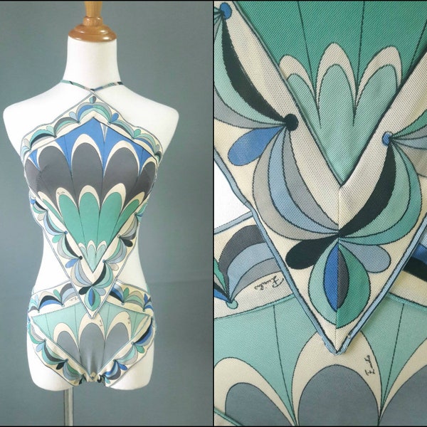 1960s Emilio Pucci monokini unikini swimsuit, vintage Pucci, 1960s Pucci, 1960s swimwear, 1960s swimsuit, vintage Emilio Pucci, medium size