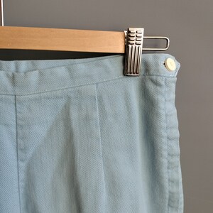 1960s stretch denim pants, mid-calf capris, medium size light blue image 4