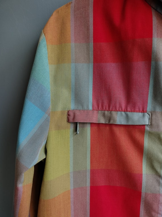 1960s rainbow plaid zipper jacket, hooded beach j… - image 3