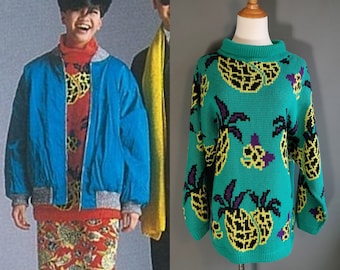1980s Esprit Sport Pineapple Novelty Sweater, Fall 1986 Catalog