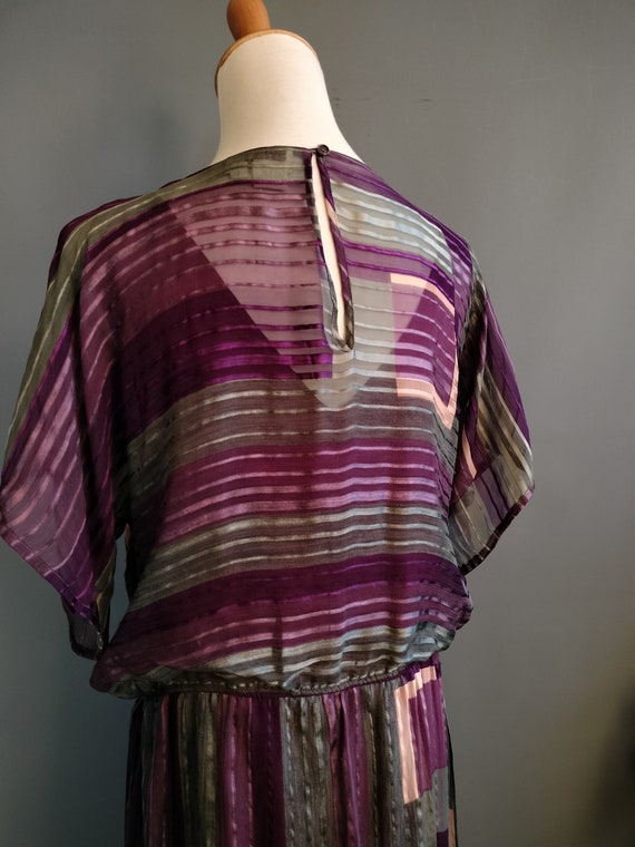 1980s Silk Farm silk dress, sheer ribbon satin st… - image 7