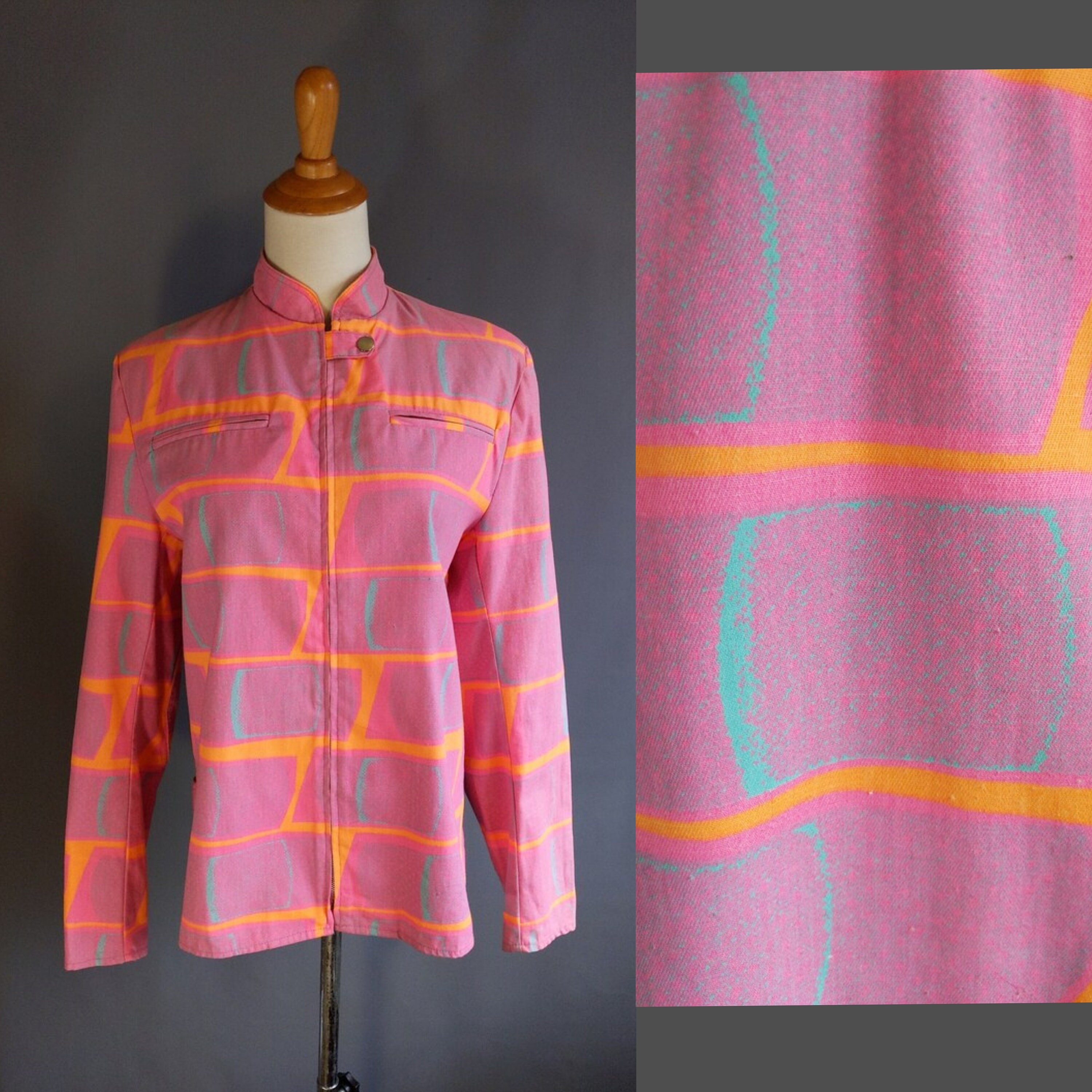 VTG 80's RARE Stephen Sprouse Abstract Print Andy Warhol Jacket (M)