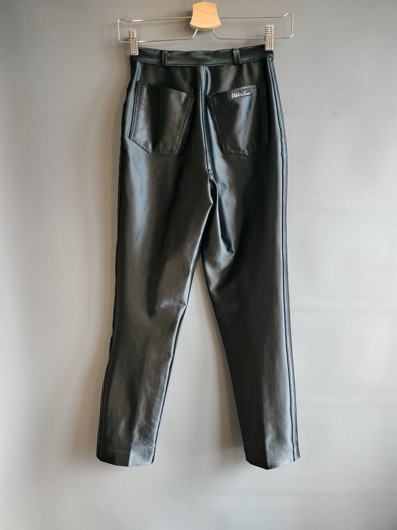 1970s-1980s shiny jeans, spandex satin pants, bla… - image 2