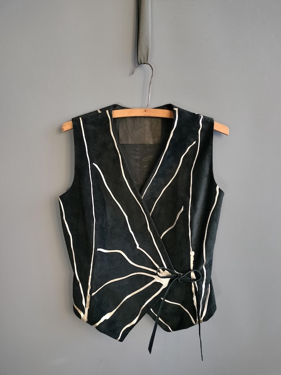 1980s Terry and Toni Metallic Drip Soft Suede Vest, Pearlescent