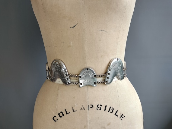 L Folk Art Belt Made of Linked Tap Shoe Taps, 1950s or Later
