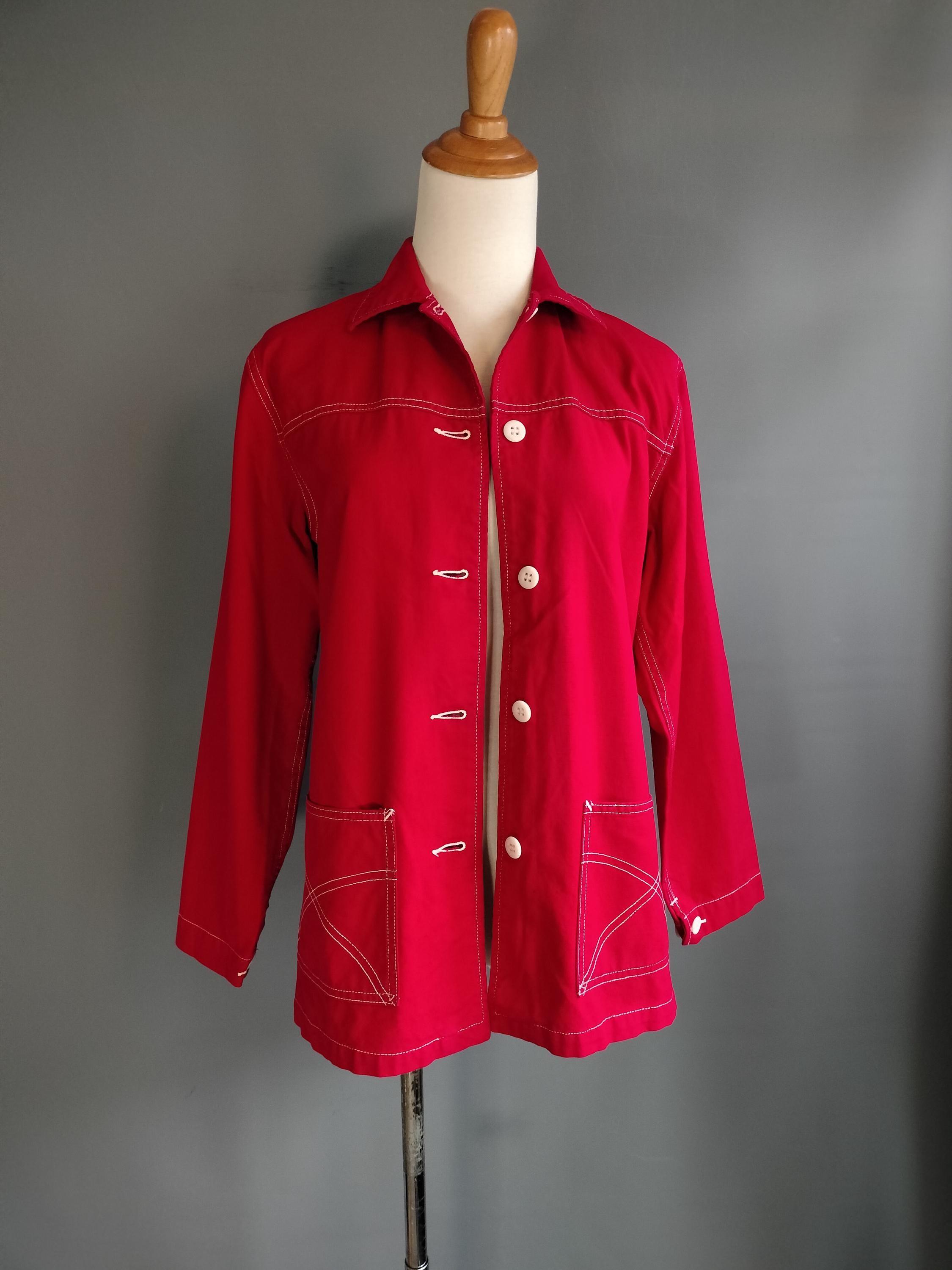 1940s White Stag Sailcloth Jacket With Pockets, Red and White