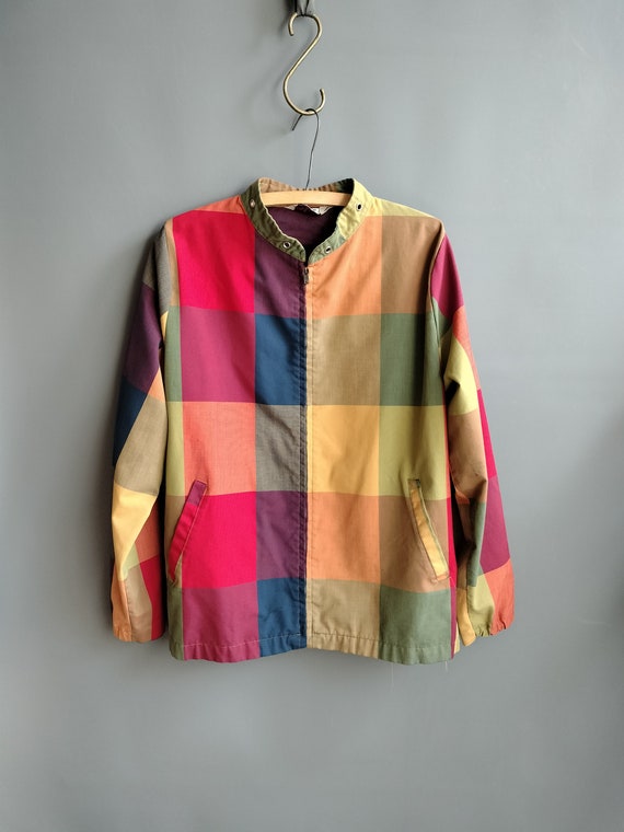 1960s zipper surf jacket, rainbow plaid california