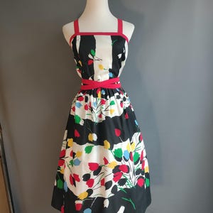 1980s floral spring stripe sundress, Jenni label, medium size, deadstock new with original tags