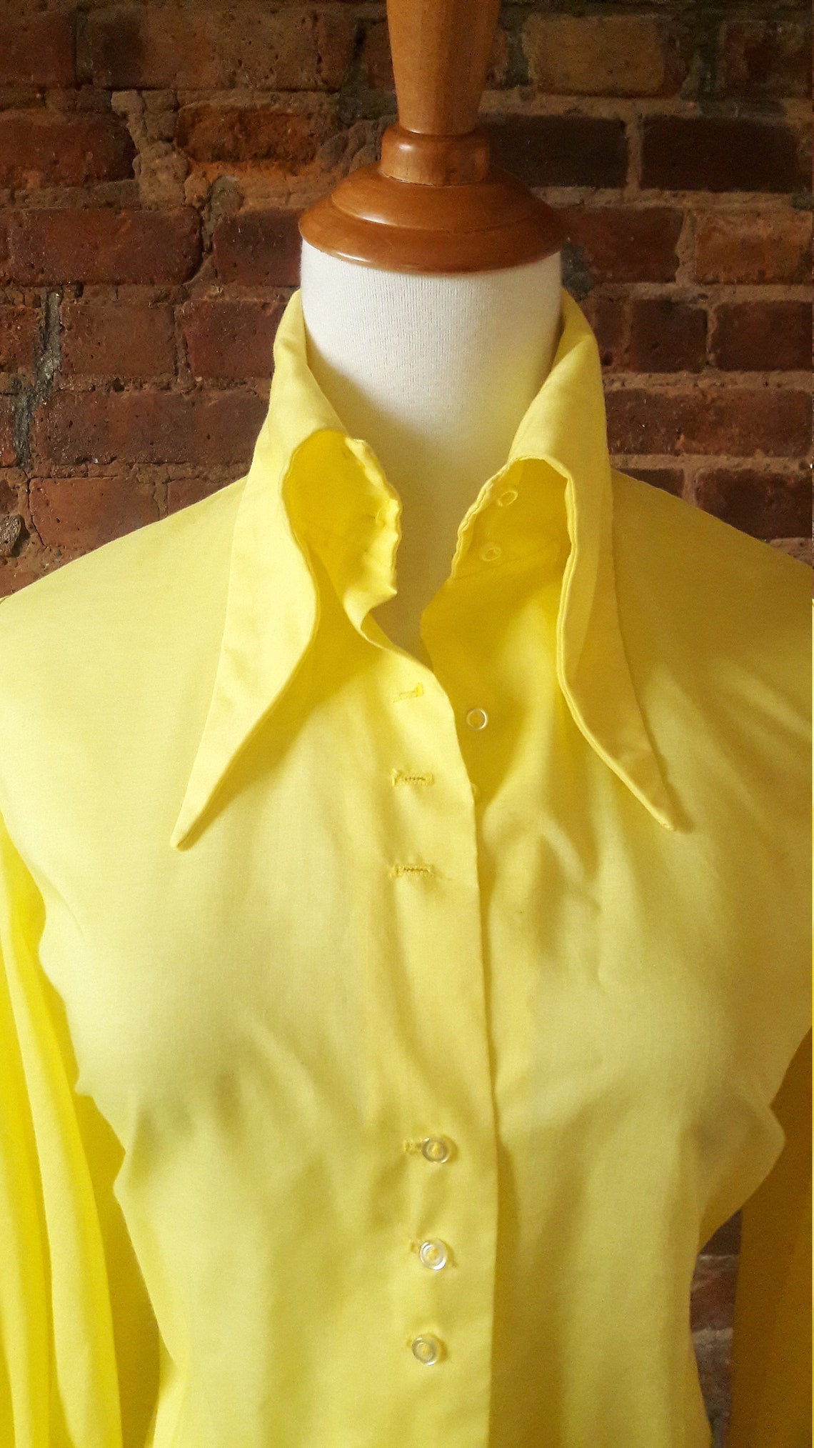 1970s dagger collar yellow blouse 1970s shirt small poet | Etsy