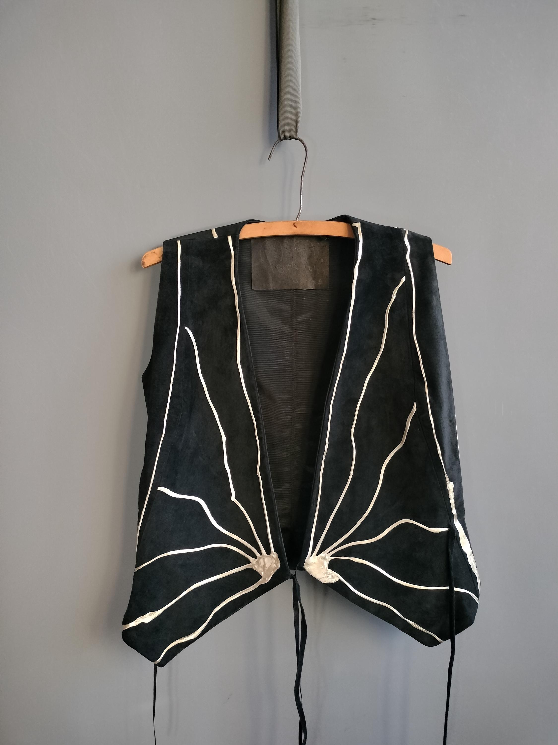 1980s Terry and Toni Metallic Drip Soft Suede Vest, Pearlescent