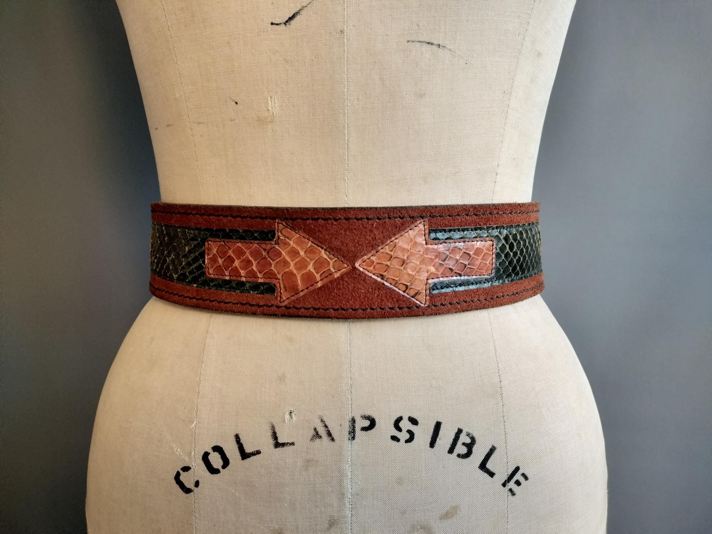 1970 Miss Dior Pop Art Arrows Belt, Snakeskin and Suede  display picture 3