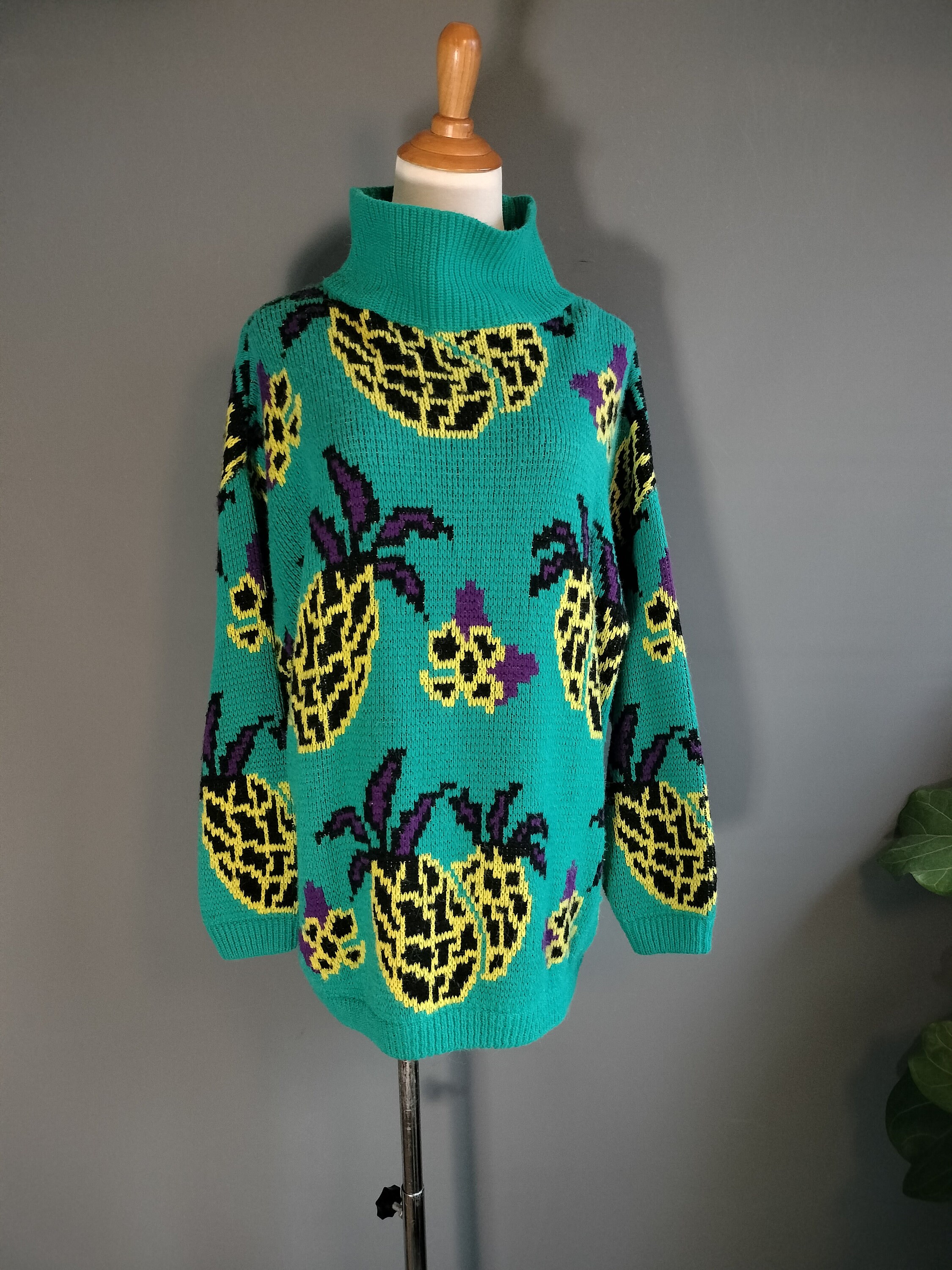 1980s Esprit Sport Pineapple Novelty Sweater, Fall 1986 Catalog