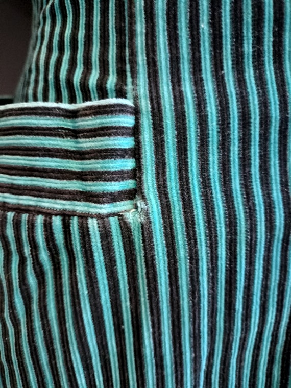 1950s striped corduroy wiggle dress, peacock blue… - image 9