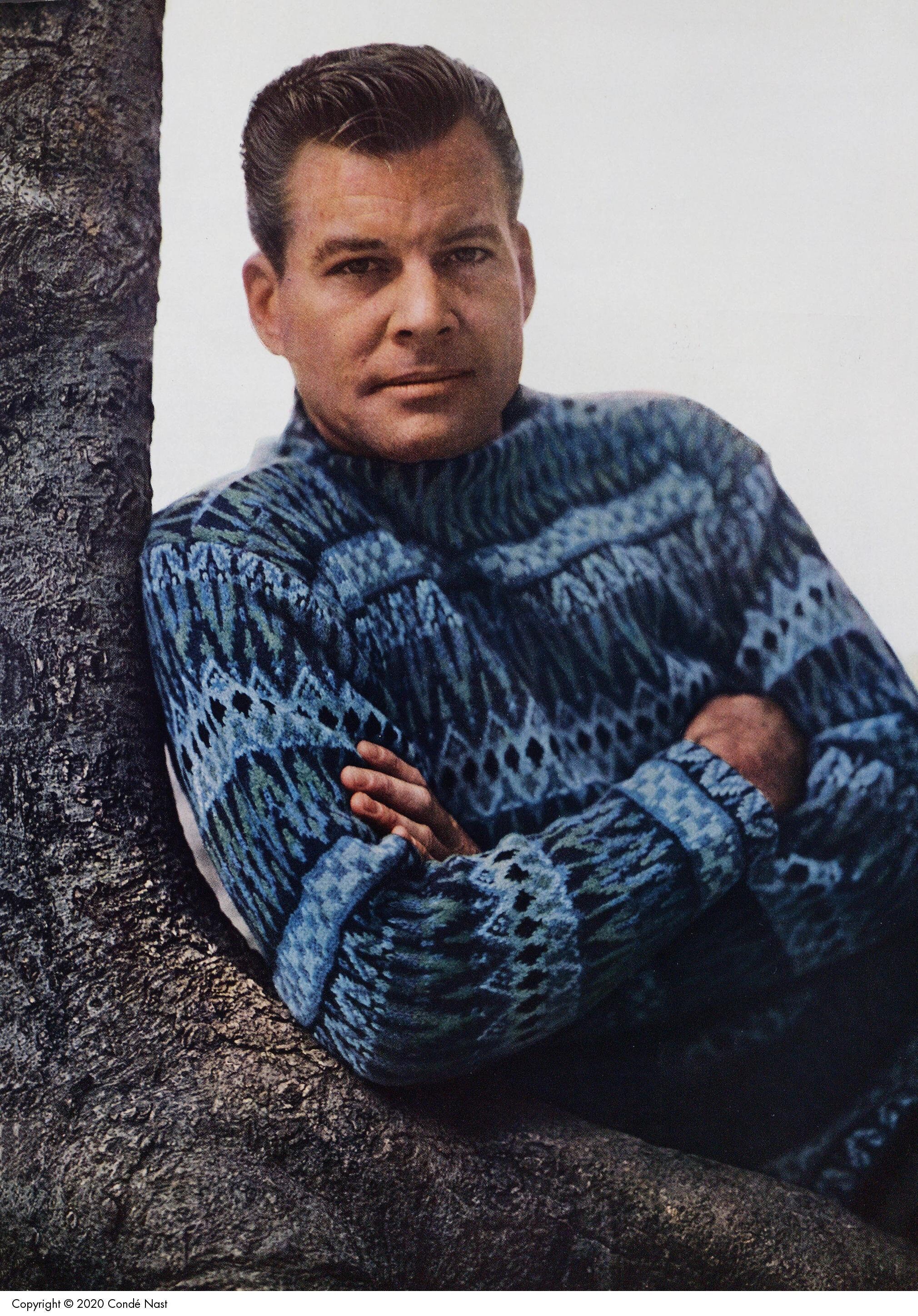1950s-1960s Swedish Intarsia Wool Sweater, Pulka Pattern, Iceland