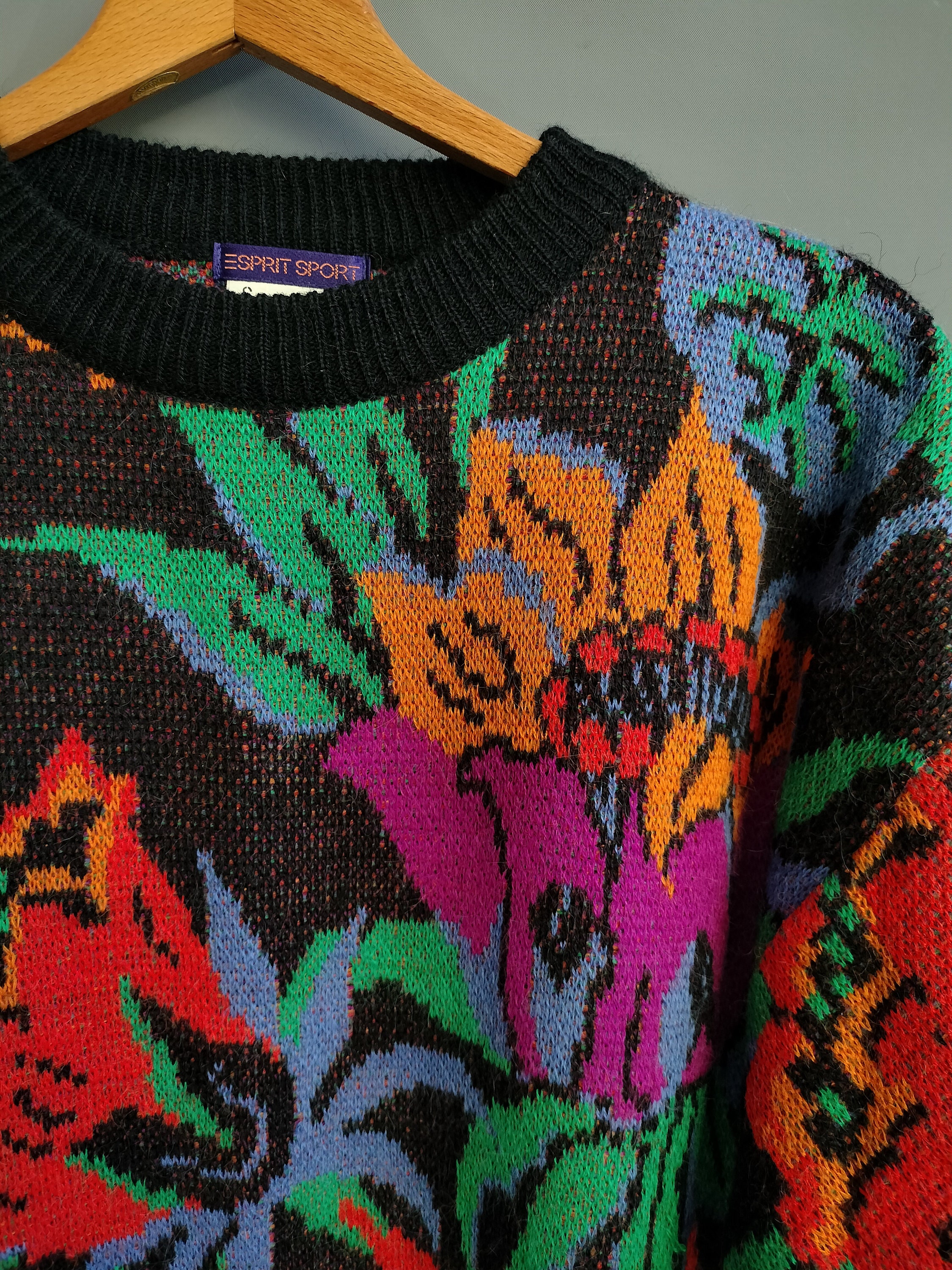 1980s Esprit Sport Huge Florals Novelty Sweater, Fall 1986 Catalog 