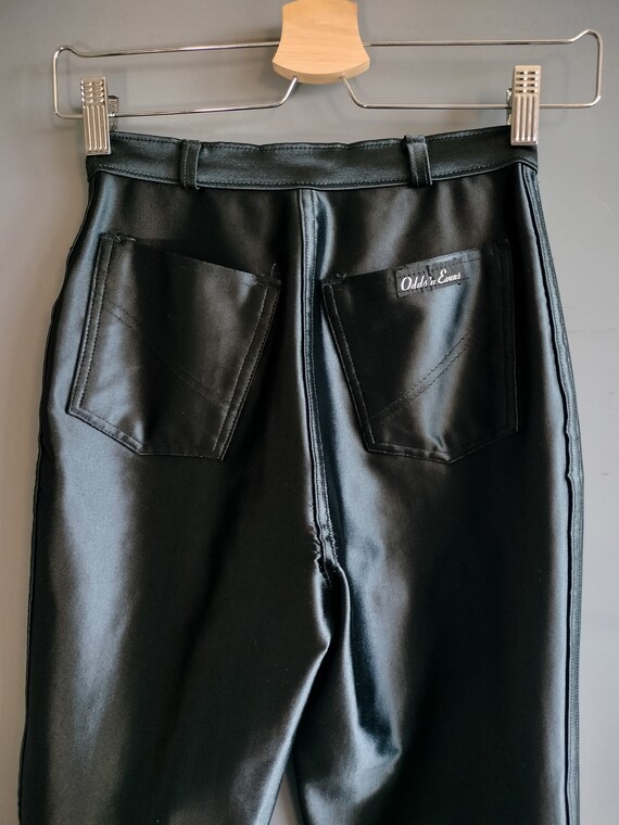1970s-1980s shiny jeans, spandex satin pants, bla… - image 4