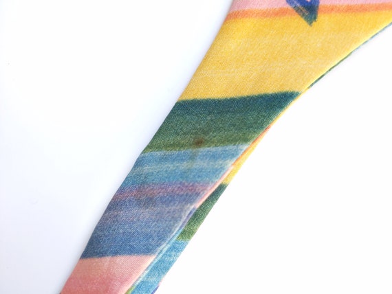 1940s handpainted self tie bow tie, rainbow silk … - image 9