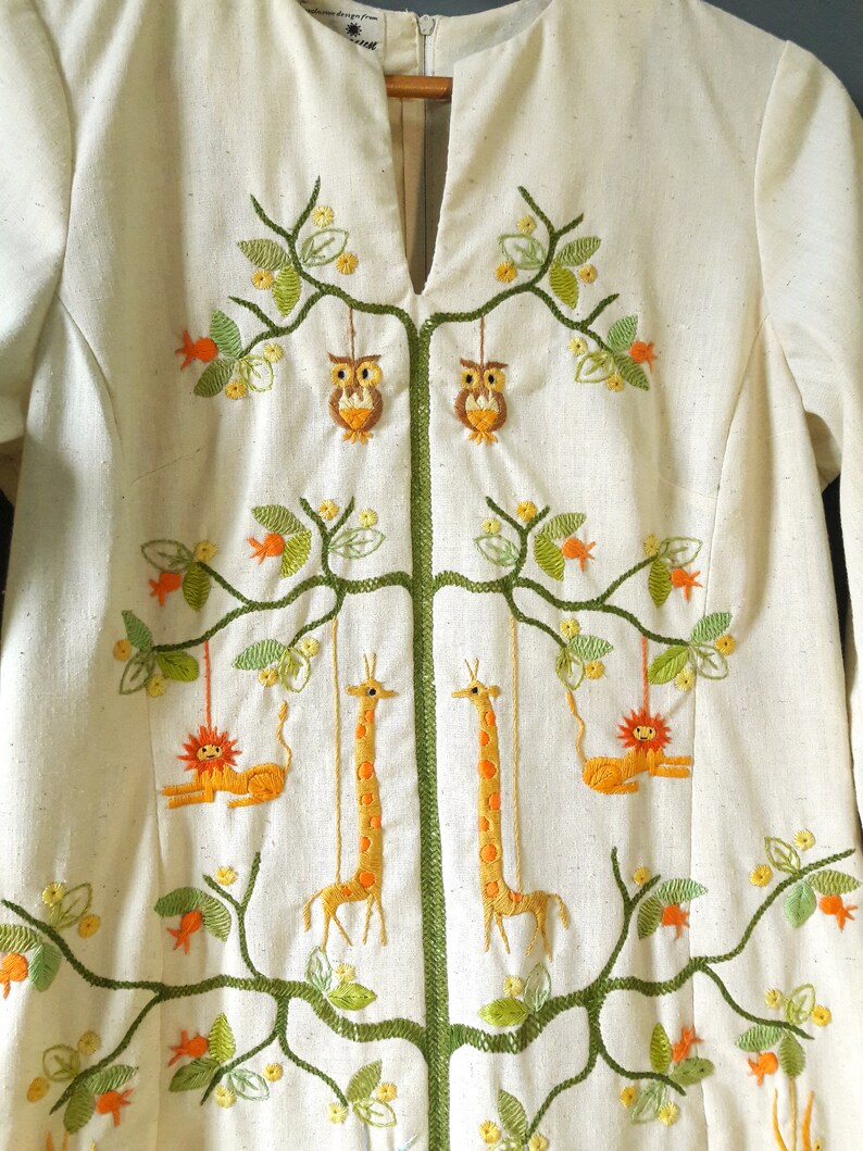 hand embroidered dress 1960s bohemian gown hippie wedding dress medium size 1960s tree of life dress 1960s caftan 1960s hippie dress