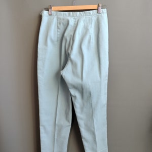 1960s stretch denim pants, mid-calf capris, medium size light blue image 2