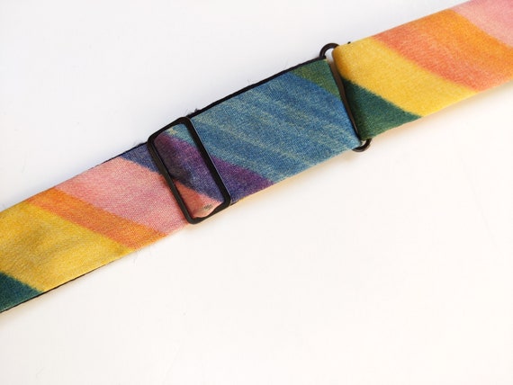 1940s handpainted self tie bow tie, rainbow silk … - image 8