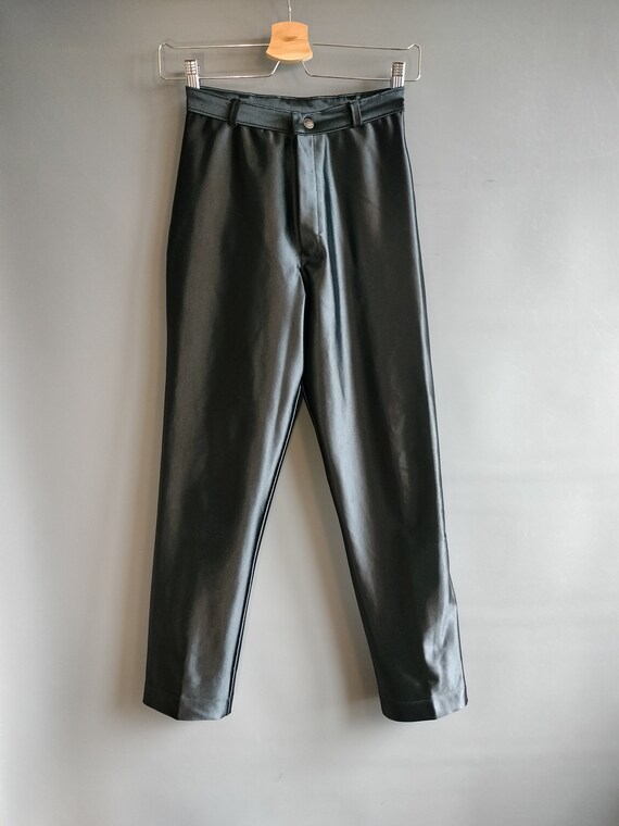 1970s-1980s shiny jeans, spandex satin pants, bla… - image 3