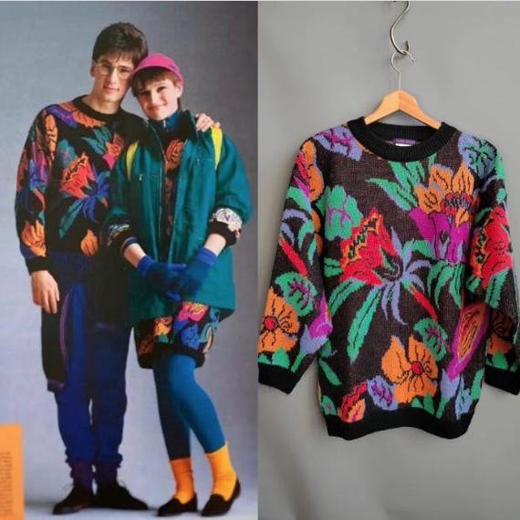 1980s Esprit Sport Huge Florals Novelty Sweater, Fall 1986 Catalog