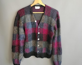 1960s Shaggy Mohair Sweater Cardigan, Seattle Knitting Mills