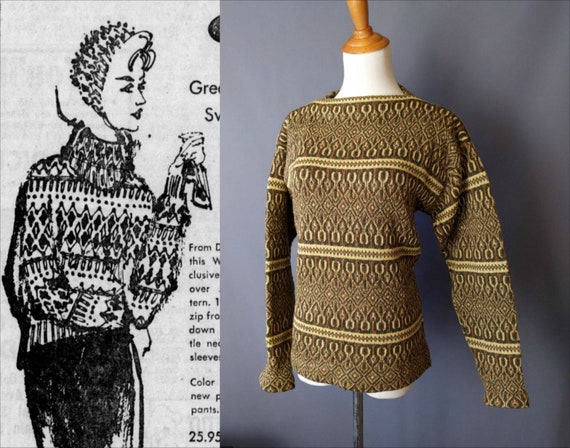 1960 white stag danish denmark ski sweater, vintag