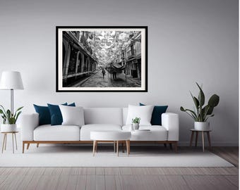 Sicily Photography Print: Catania Italy Black and White Art (Digital Download)