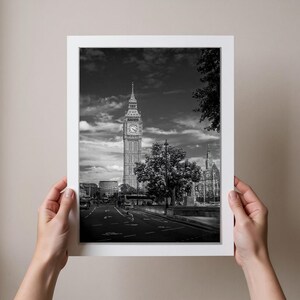 London travel print - England, London poster, Big Ben print,Gift,London Photography, Black white wall  decor, large wall art