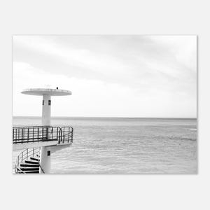Minimalist Cadiz Spain Coastal Print | Sea Ocean Wall Art | Black and White Travel Photography | Fine Art Poster | Modern Decor Gift