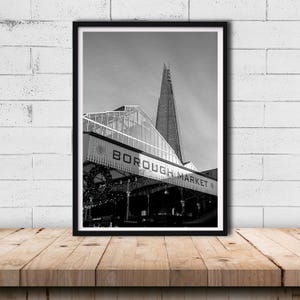 Borough Market Photography Print, Black White Wall Decor, London Poster, London Photography, London Wall Print, London Landmarks, Photo
