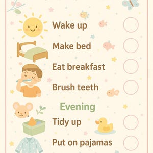 Morning & Evening Routine Chart for Kids – Printable Daily Checklist