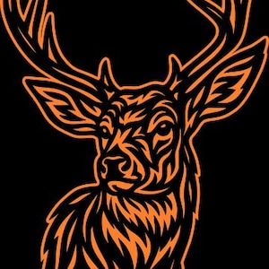 Tribal Maultier Hirschkopf Laser Schnitt Datei - SVG & PNG - Wandkunst für die Wild Jagdlodge - Rustikaler Hütten Dekor - Hirsch Reittier Schnittmuster