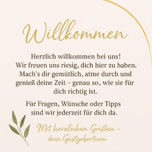 Gastgeberglück – Willkommenskarte zum Ausdrucken | Charmante Begrüßung für Feriengäste (PDF + JPG)