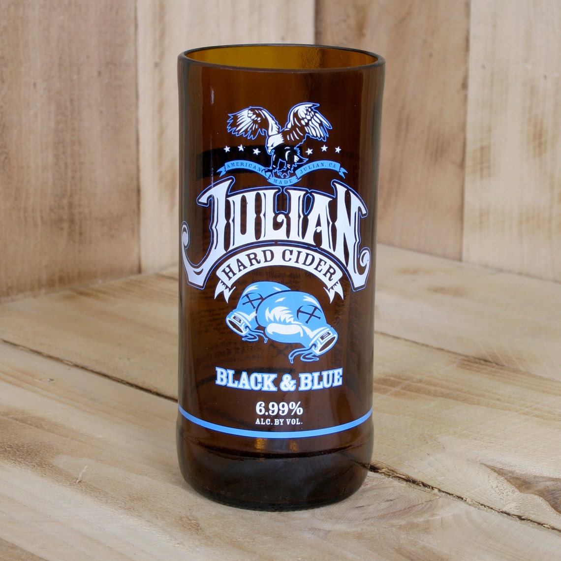 Julian Hard Cider Black & Blue pint glass made from a Etsy
