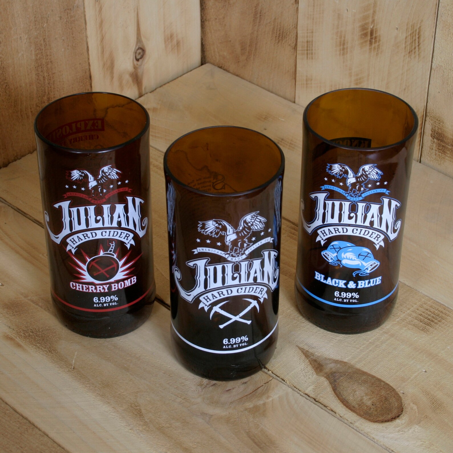 Upcycled Julian Hard Cider Pint Glasses 3 Pack Original Etsy