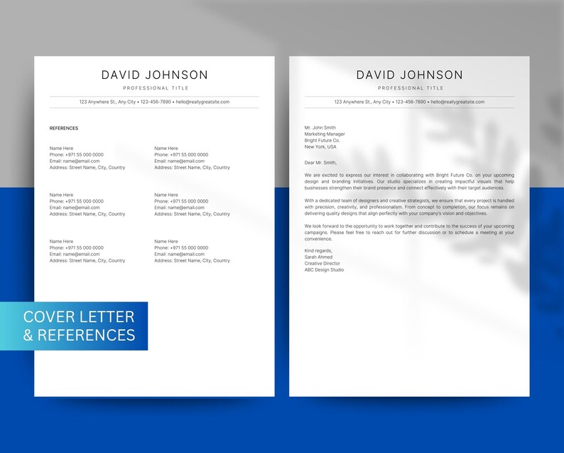 ATS Friendly Canva Resume Template | Editable CV + Cover Letter ...