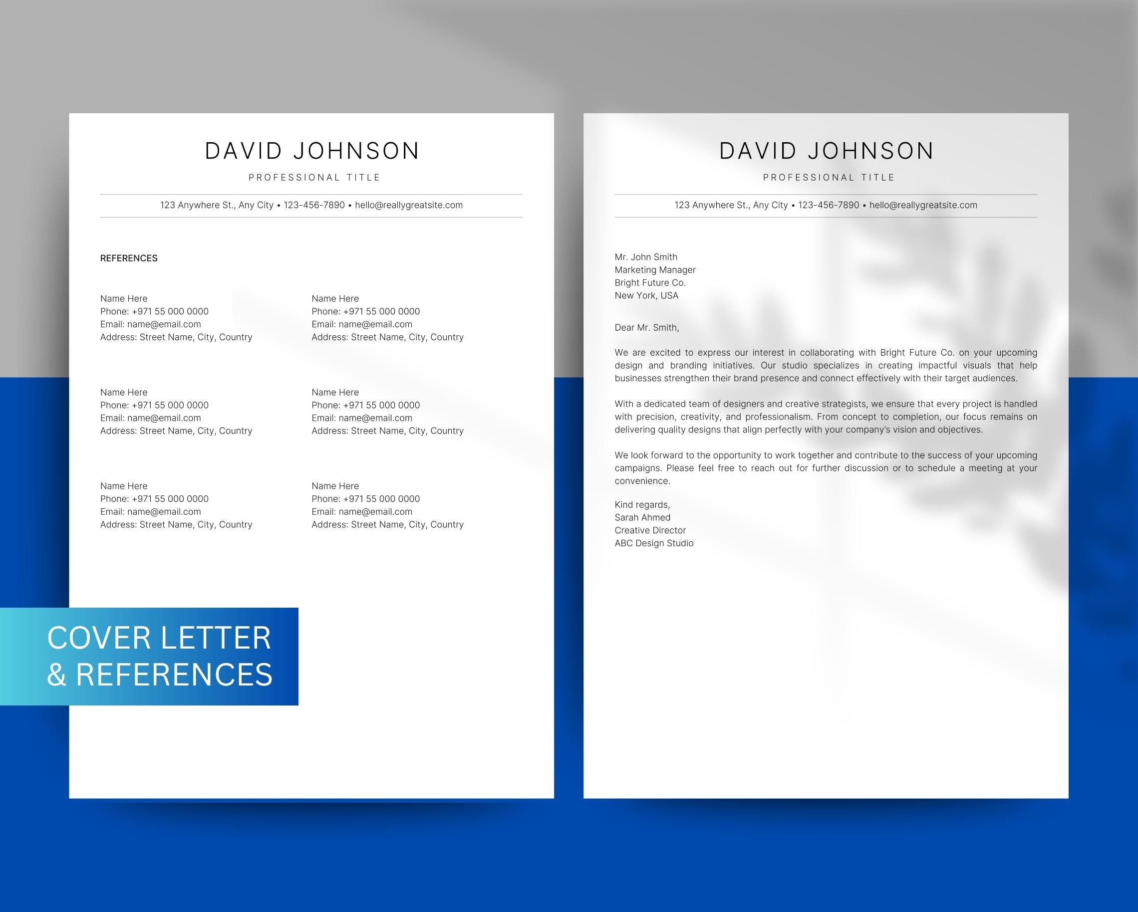 ATS Friendly Canva Resume Template | Editable CV + Cover Letter ...