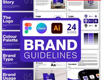 Editable Brand Guidelines Template: Modern Adobe Illustrator, Figma & Canva Template | Free Mockups